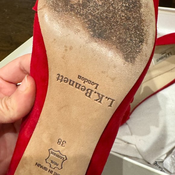 LK Bennett Caitlyn Bow Stiletto Heeled Court Shoes, Roca Red Suede Size 38 - Picture 4 of 9